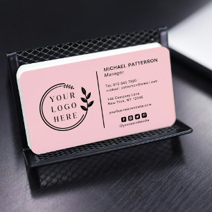 Blush Pink Logo QR Code Social Media Branding Business Card