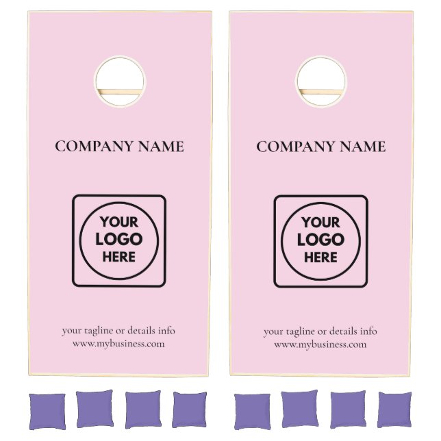Blush Pink Logo Text Promo Business Cornhole Set (Set)