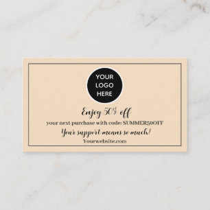 Blush Pink Logo Thank you Business Reward Punch Loyalty Card