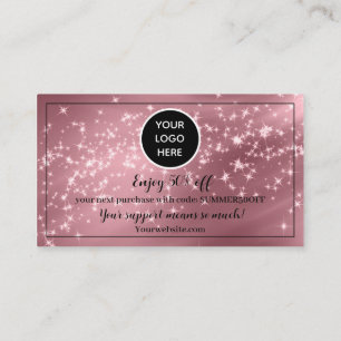 Blush Pink Logo Thank you Business Reward Punch Loyalty Card