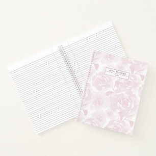 Blush Pink Loose Watercolor Flowers Personalized N Notebook