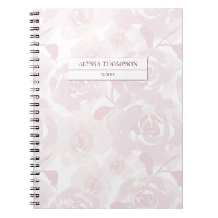 Blush Pink Loose Watercolor Flowers Personalized Notebook