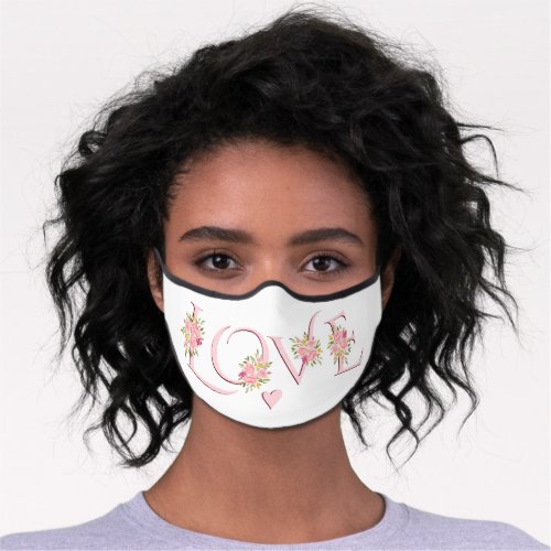 Blush pink LOVE blush pink roses Valentines Day Premium Face Mask