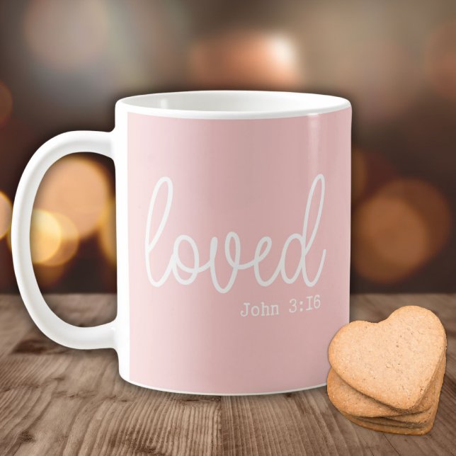 Blush Pink Love Faith Quote minimalist Coffee Mug (Creator Uploaded)