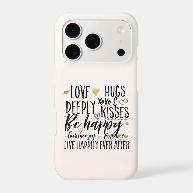 Blush Pink Love Hugs XOXO Kisses Happy Heart iPhone Case (Back)