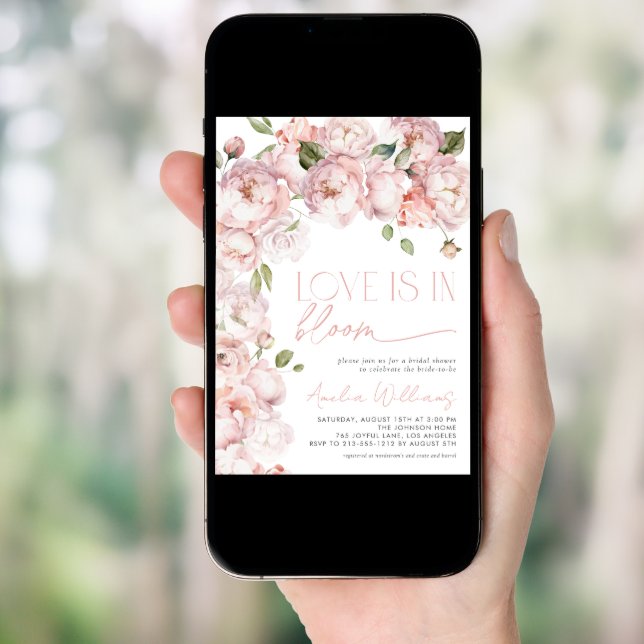 Blush Pink Love is in Bloom Floral Bridal Shower Invitation (Front Digital)