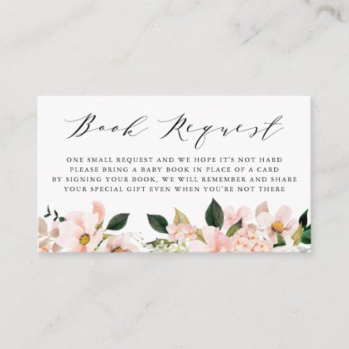 Blush Pink Magnolia and Hydrangea Book Request Enclosure Card