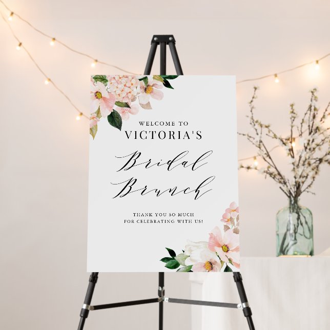 Blush Pink Magnolia and Hydrangea Bridal Brunch Foam Board (In Situ (Stand))