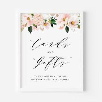 Blush Pink Magnolia And Hydrangea Cards And Gifts Poster by misstallulah at Zazzle