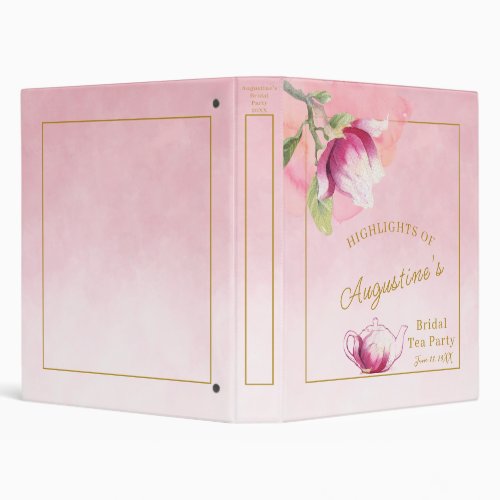 Blush Pink Magnolia Bridal Tea  3 Ring Binder