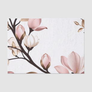Blush Pink Magnolia on White Tissue Paper