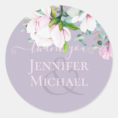 Blush Pink Magnolia Wedding Classic Round Sticker