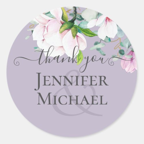 Blush Pink Magnolia Wedding Classic Round Sticker