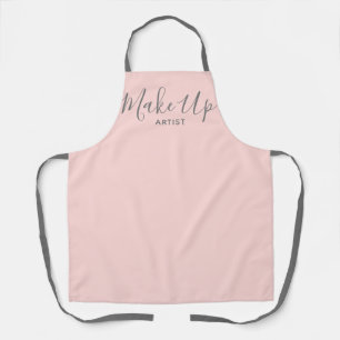 Blush Pink Make Up Artist Grey Handwriting Script Apron