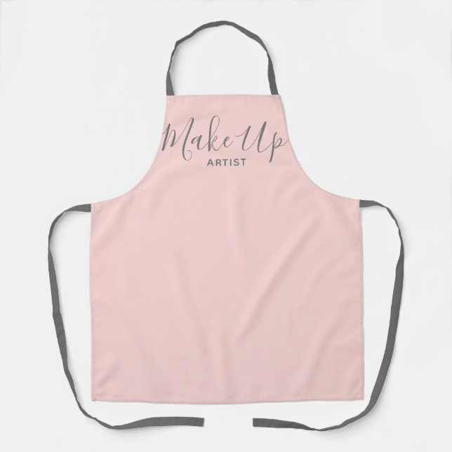 Blush Pink Make Up Artist Grey Handwriting Script  Apron (Front)