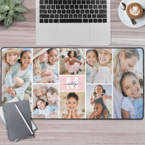 Blush Pink Make Your Own 8 Photo Collage Desk Mat