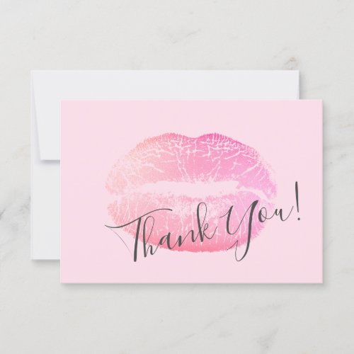 Blush Pink Makeup Beauty Lip Gloss Thank You Card