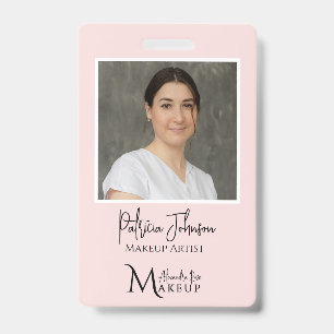 Blush Pink Makeup Script Logo Photo Badge