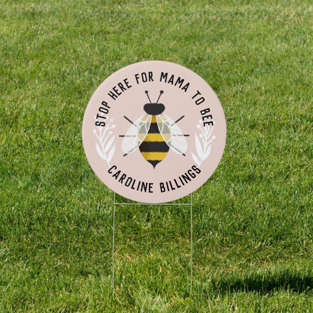 Blush Pink Mama to Bee Baby Shower Sign (Insitu)