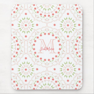 Blush Pink Mandala Elegant Floral Mouse Pad