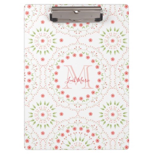 Blush Pink Mandala Monogrammed Chic Clipboard