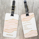 Blush Pink Marble Agate Gold Glitter Luggage Tag<br><div class="desc">Blush pink watercolor agate marble design with faux gold glitter detail to really stand out in a crowd.  Add your own details to personalize.</div>