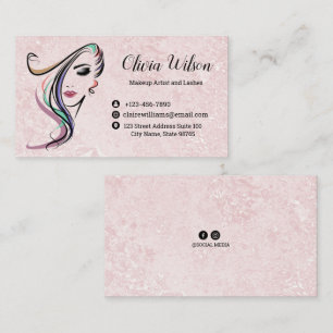 Blush Pink Marble Beauty Parlour Hairstylist Business Card