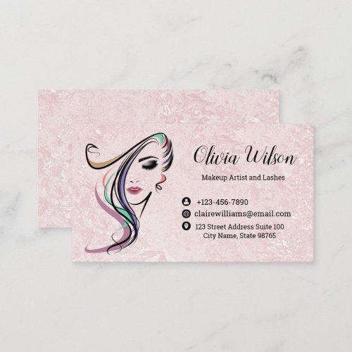 Blush Pink Marble Beauty Parlour Hairstylist Business Card