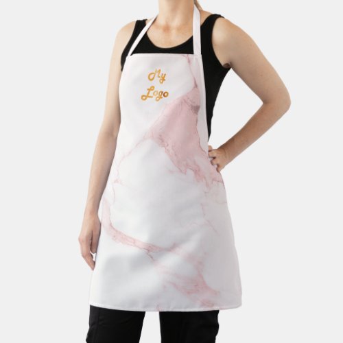 Blush pink marble business logo apron