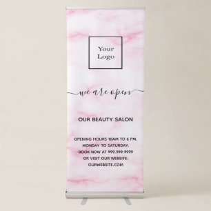 Blush pink marble business logo salon retractable banner