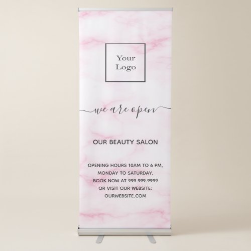 Blush pink marble business logo salon retractable banner