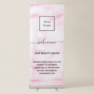 Blush pink marble business logo salon welcome retractable banner