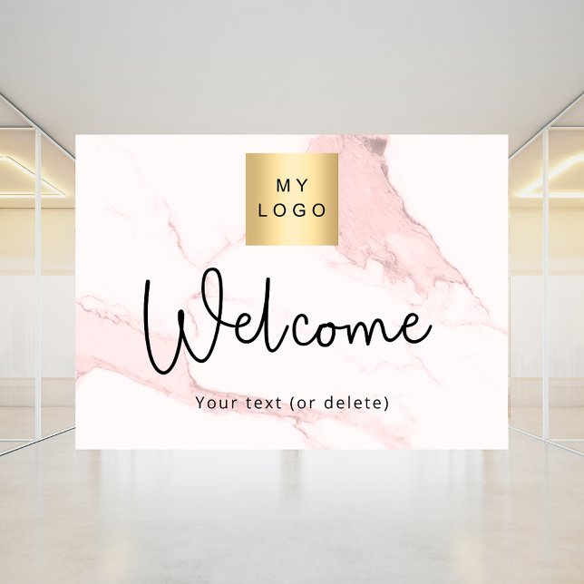 Blush pink marble business logo welcome window cling (Creator Uploaded)