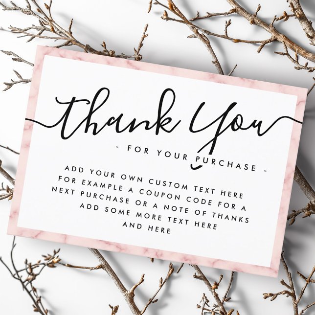 Blush pink marble custom logo thank you note card (Blush pink marble custom logo thank you note card)