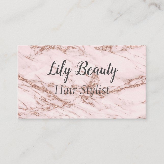 Blush Pink Marble Effect Business Card (Front)
