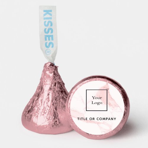 Blush pink marble elegant business logo  hersheys kisses