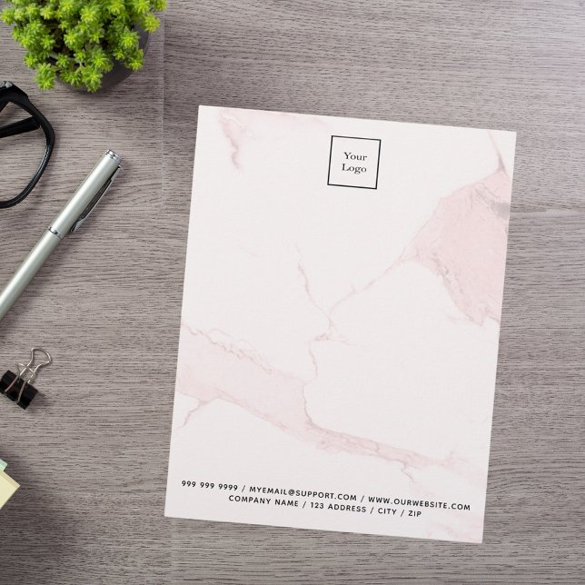 Blush pink marble elegant business logo letterhead (Creator Uploaded)