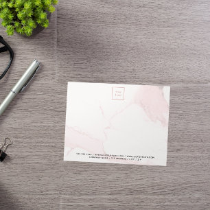 Blush pink marble elegant business logo notepad