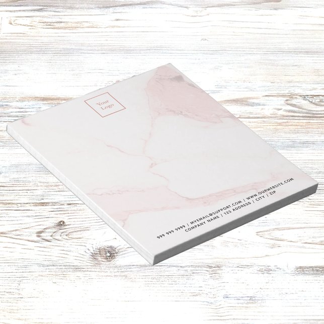 Blush pink marble elegant business logo notepad (Creator Uploaded)