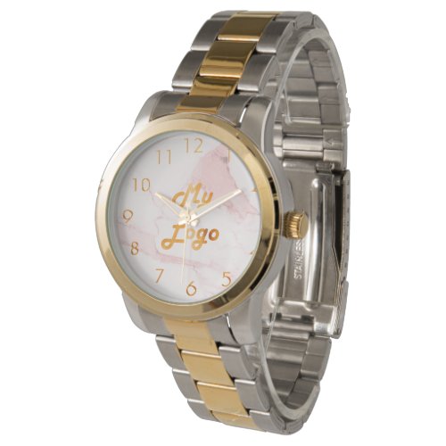 Blush pink marble elegant classic business logo watch