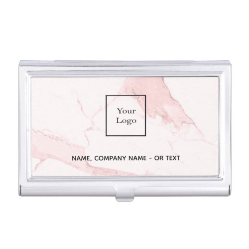 Blush pink marble elegant logo business card case