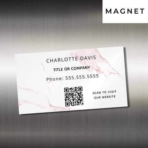 Blush pink marble elegant QR code Business Card Magnet