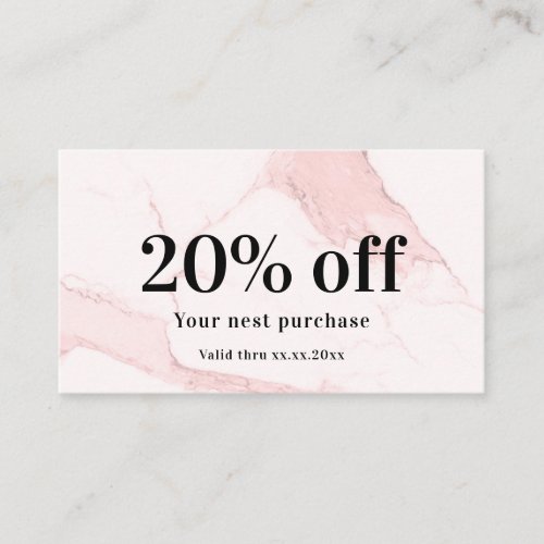 Blush pink marble elegant qr code business discount card