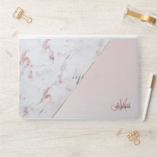 Blush Pink Marble Geometric Color Block Monogram HP Laptop Skin