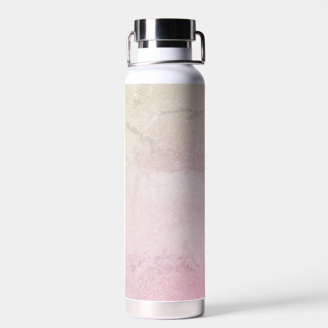 Blush Pink Marble Glitter Water Bottle (Back)