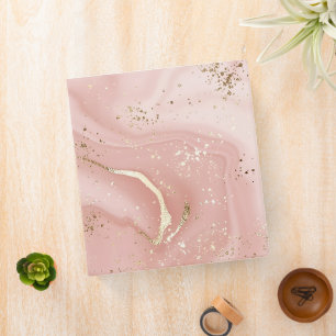 Blush Pink Marble Gold Glitter Abstract Pattern 3 Ring Binder