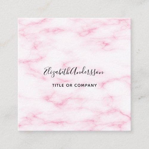 Blush pink marble gold profile photo QR code Square Business Card