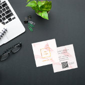Blush pink marble logo QR code elegant Square Business Card