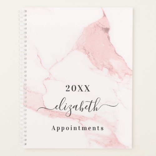 Blush pink marble name elegant business 2025 planner