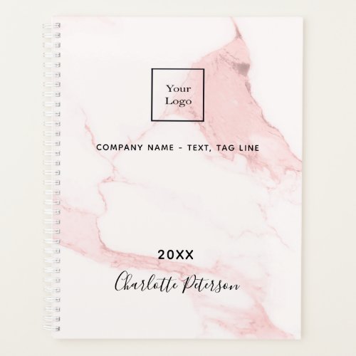 Blush pink marble name elegant business logo planner